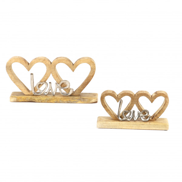 Holzherz Doppio mit Love , natur