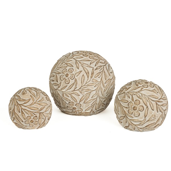 Zement-Kugel, all over deco Blätter & Blumen