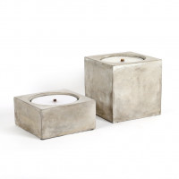 Flammschalen-Halter aus Beton, natur quadratisch, 21,5x21 Flammschalen-Halter aus Beton, natur quadratisch, 21,5x21