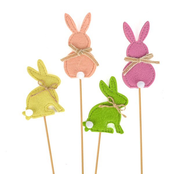Filz-Hase-Stecker,6.5x34cm 4 Farben sort.