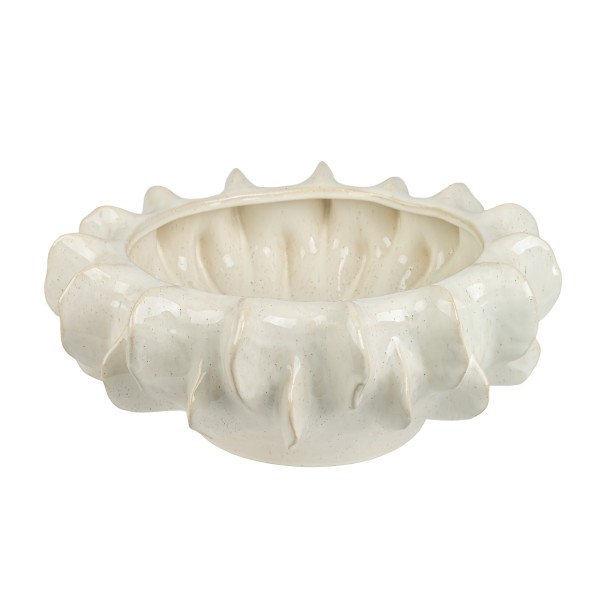 Keramik OBJEKT Schale bauchig weiß glasiert, 37xh16 cm