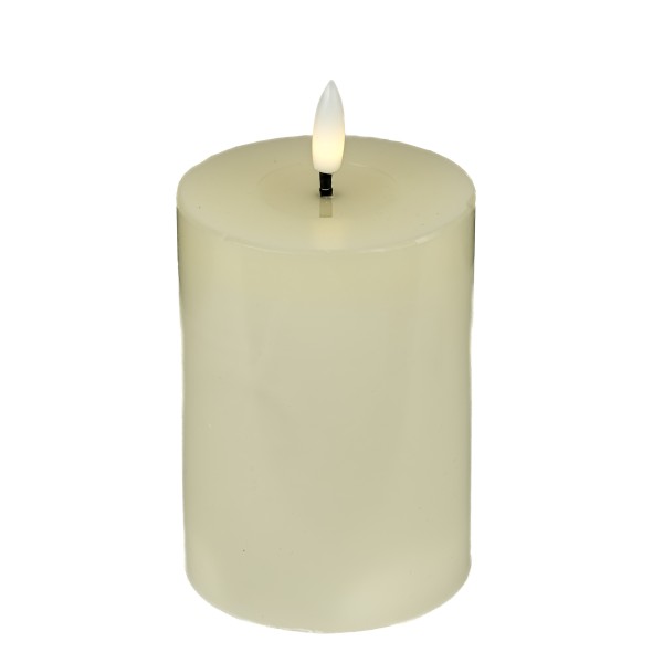 LED-Kerze,100x76mm,Timer 4h/8h,creme 1 Licht,glatte Oberfläche, ohne Batt.