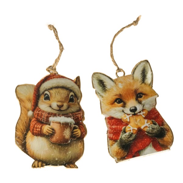 Fuchs und Eichhörnchen, 2 Mod.sort. in Box, zum Hängen
