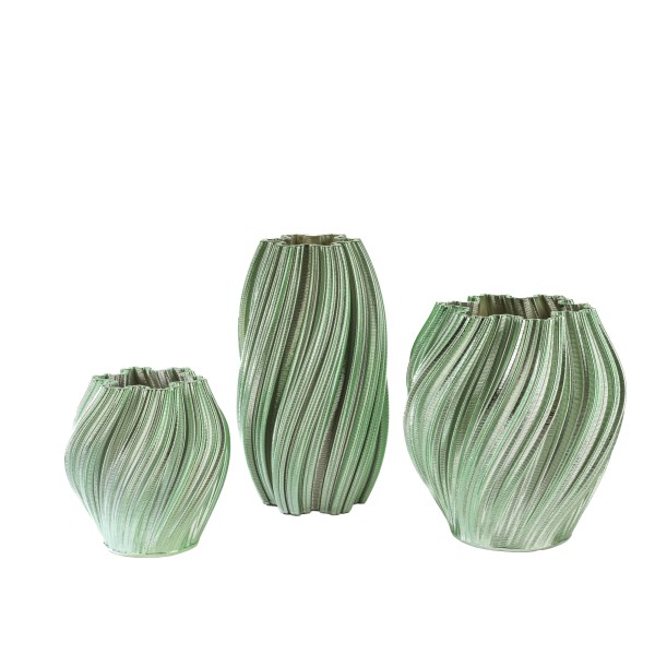 Keramik Vase Marbella gedreht,3D print -verfahren, grün-metallic