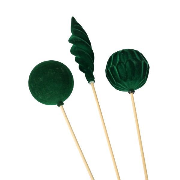 Kunststoff-Kugel 2 Modelle sortiert beflockt, dunkel grün Stecker 35 cm