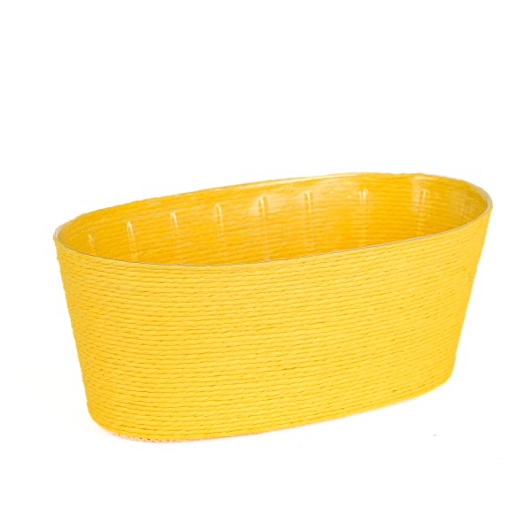 Kordel-Korb Jardiniere oval, 23x12xh10cm gelb, mit Kunststoffeinsatz