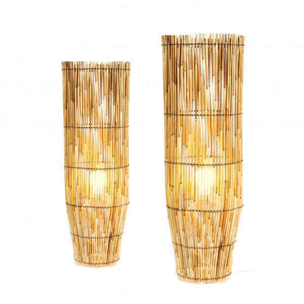 Elektrische Boden-Lampe aus Rattan natur
