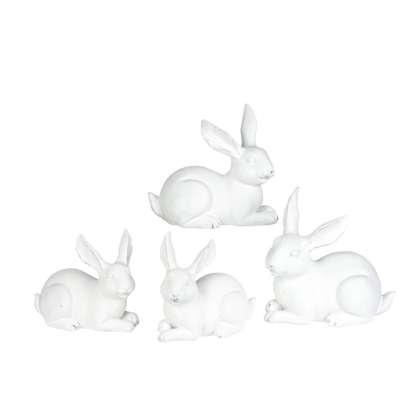 Poly Hase Roy liegend, 2 Modelle sort weiß-antik, 26,5x14,5xh23,5 cm