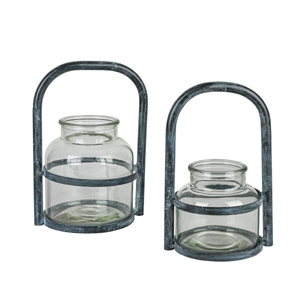 Metall-Windlicht rund mit Bügel