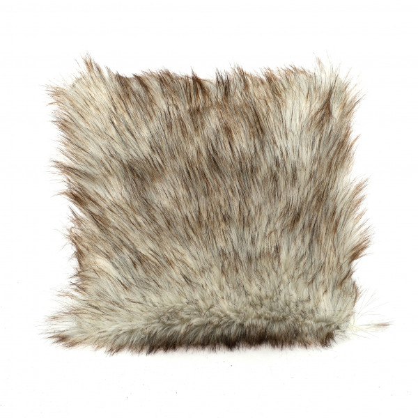 Deko-Kissen mit langhaar-Fell,36x36cm braun/weiß