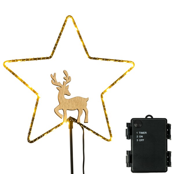 Stern, Metall, 25x25x83 cm, schwarz, am Stab, LED, outdoor ohne Batt.