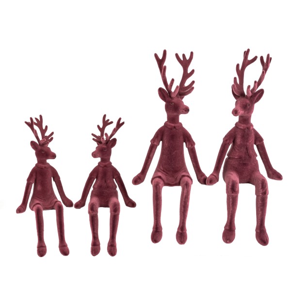 Kantenhocker Pärchen Hirsch, Kunststoff beflockt, bordeaux