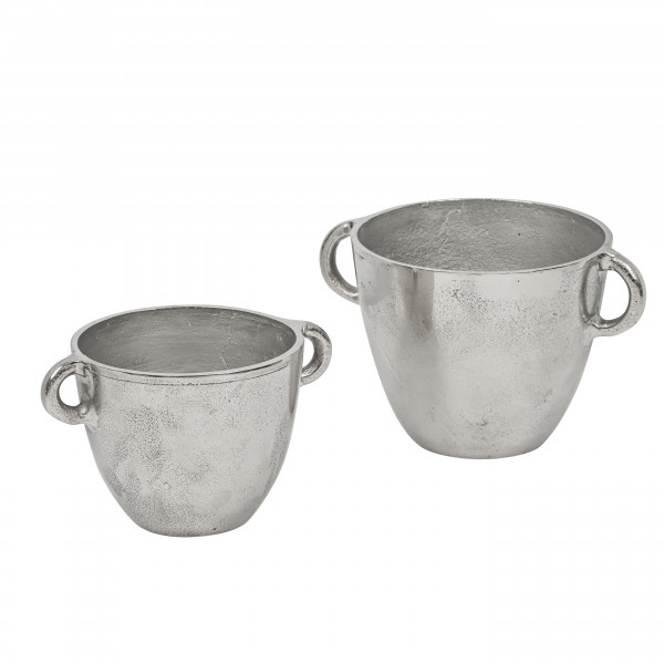 Aluguss Topf Athen, rund bauchig, silber
