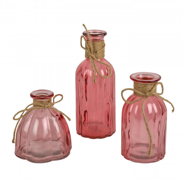 Glasfläschen mit Jutekordel rosa D