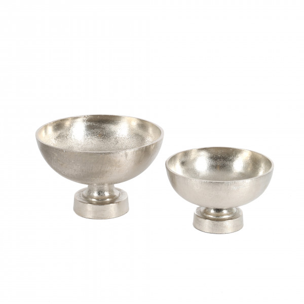 Schale auf Fuß, Aluguss, rund, silber