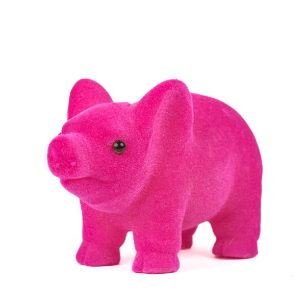 Ferkel Lucky , beflockt, pink, Kunststoff, 13 cm