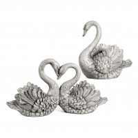 Magnesia Pflanz - Schwan Paar Herz z.bepflanzen, 66x18x35cm, weiß-antik Magnesia Pflanz - Schwan Paar Herz z.bepflanzen, 66x18x35cm, weiß-antik