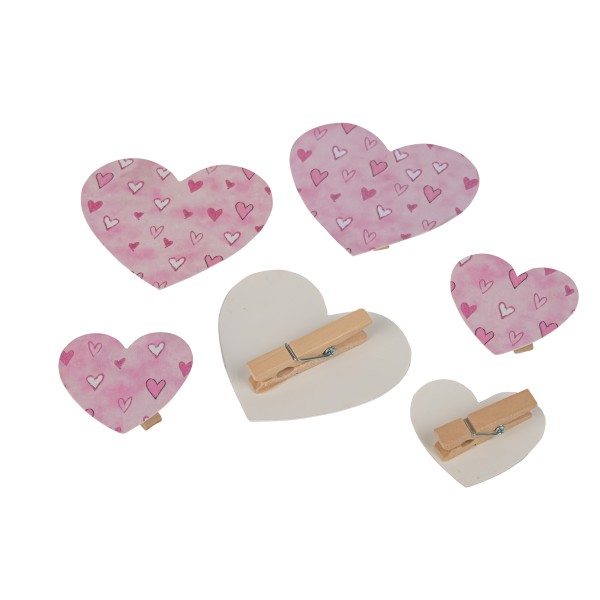 Geschenkanhänger Clip, Herz, pink Btl/24 St.sort.,7x6cm & 4.5x4 cm