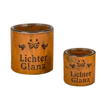Rost Windlicht rund mit Text Lichter- Glanz Rost Windlicht rund mit Text Lichter- Glanz
