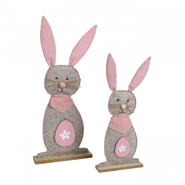 Hase, Filz, mit Ei/Halstuch, pink-beige