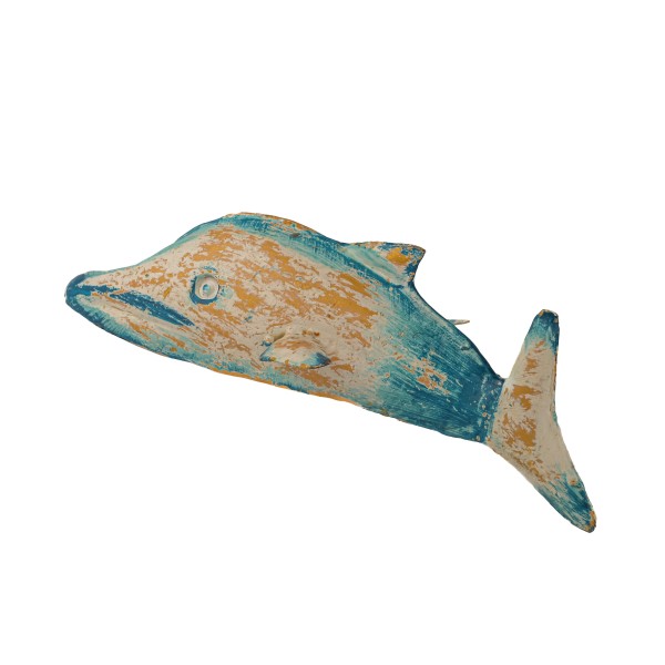 Metallfisch Delfin Flipper liegend, 29x15x8cm