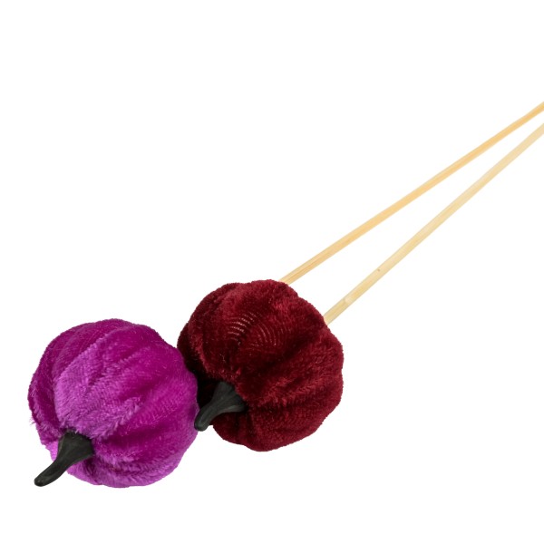Kürbis-Samt-Stecker 4 cm, burgund& violet sortiert, Stecker 35 cm