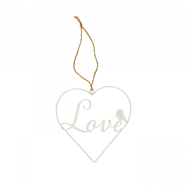 Metall-Herz-Hänger ''Love'' 20 cm weiß lackiert