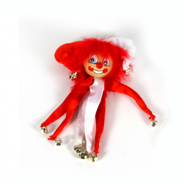 Clown Anstecker, 11 cm, rot/we