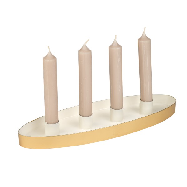 Spitzkerzenhalter Nave weiß-gold für 4 Kerzen, 30 x 10 x 3 cm