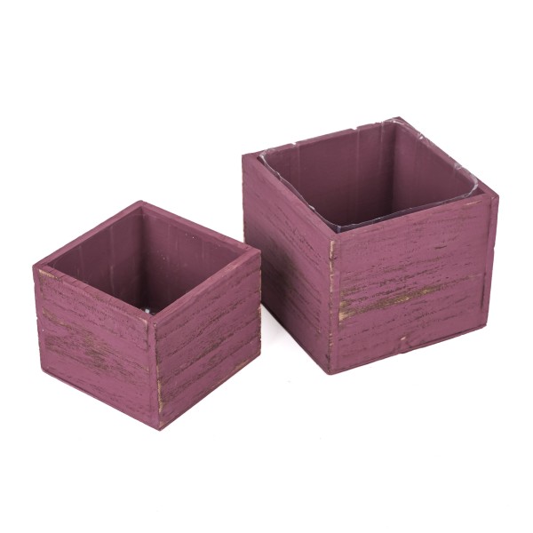 Holz-Topf, quadratisch
