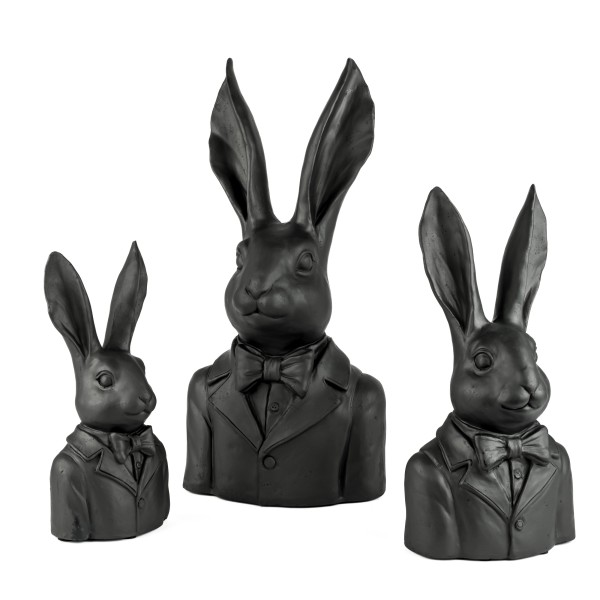 Poly Hasen-Büste Henry D Junior mit Fliege, schwarz