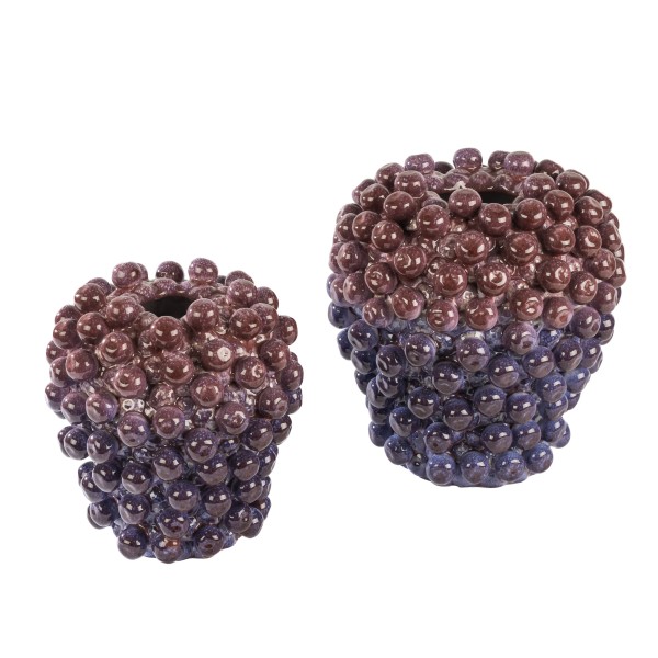 Keramik Vase bauchig,aufgegsetzte Beeren