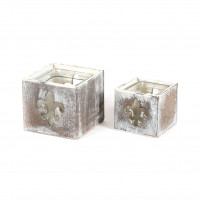 Holz Windlicht ,french lily, mit Teelichtglas Holz Windlicht ,french lily, mit Teelichtglas