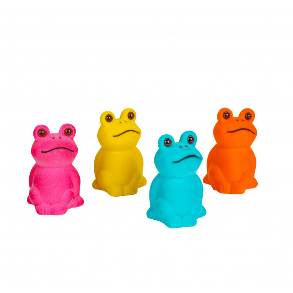 Frosch Funny , Kunststoff, beflockt 13cm, 4 Farben gemischt