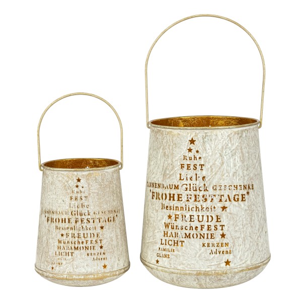 Laterne Stern-Motiv, Ruhe Fest Liebe weiß-gold