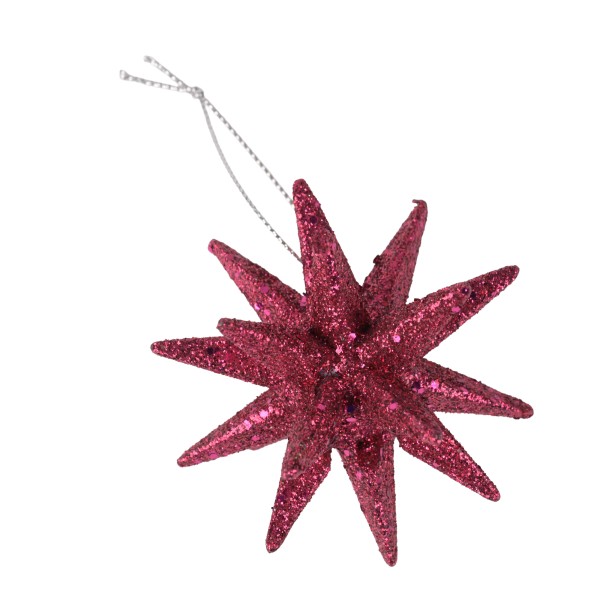Dekohänger Sputnik Kunststoff,beglittert 6 cm, pink