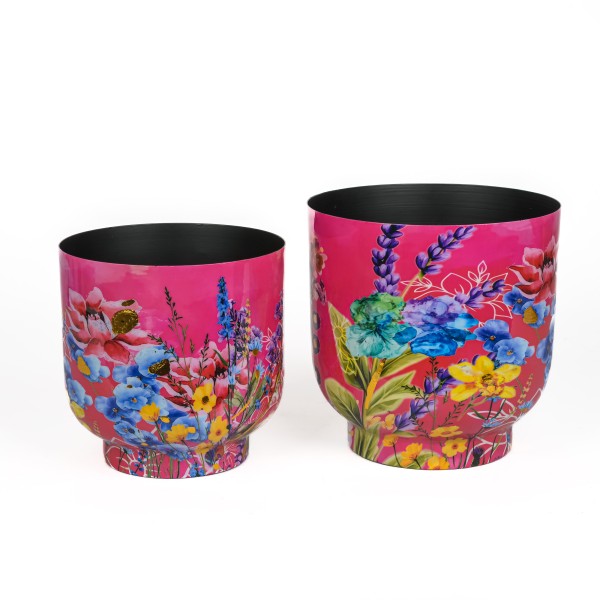 Metall-Übertopf Blumen-Wiese