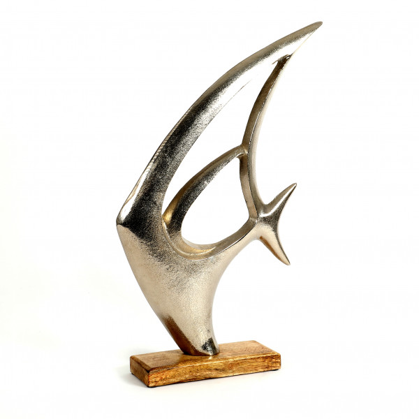 Standdeko Fisch Aluminium-Holz, 50x29x8 cm