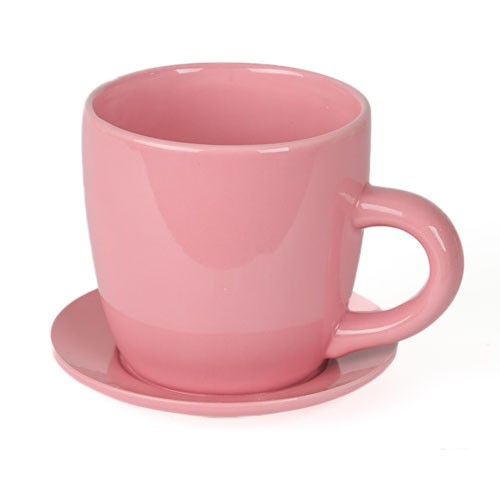 Keramik-Pflanztasse Kora ,18x15xH12,3cm mit Unters. rosa glasiert