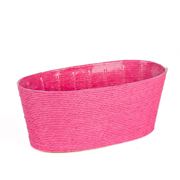 Kordel-Korb Jardiniere oval, 23x12xh10cm pink, mit Kunststoffeinsatz