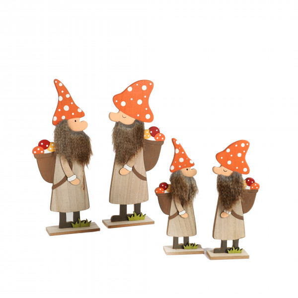Waldgnom Rasmus , Holz, mit Kiepe orange