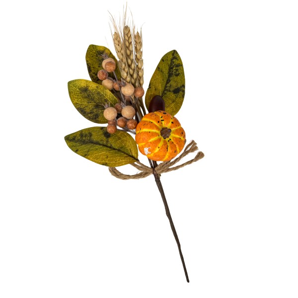 Herbst-Blätter,Korn&Kürbis Bouquet grün/gelb/bordo, Länge 33 cm