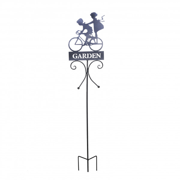 Metall-Gartenstecker Garden, Kinder auf Fahrrad