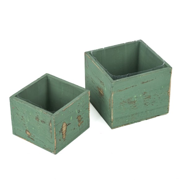 Holz-Topf, quadratisch