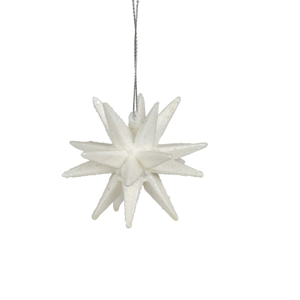 Dekohänger Sputnik Kunststoff, beglitter 6 cm, weiß