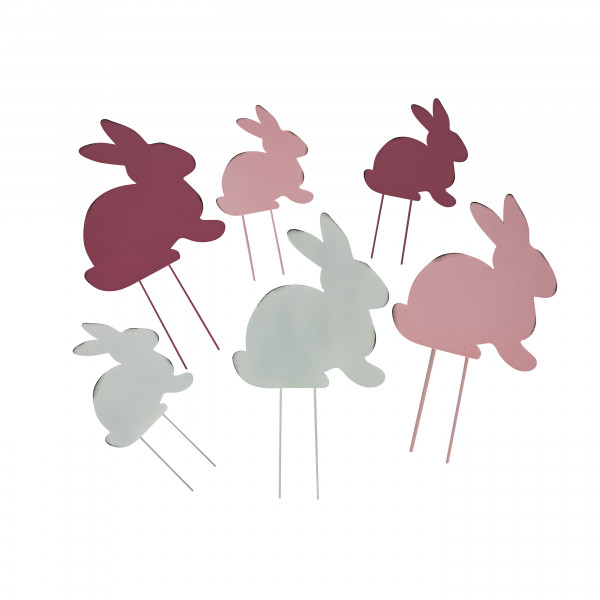 Hase Robin , Metall z. stecken,3 Farben sort., 15x27.5 cm