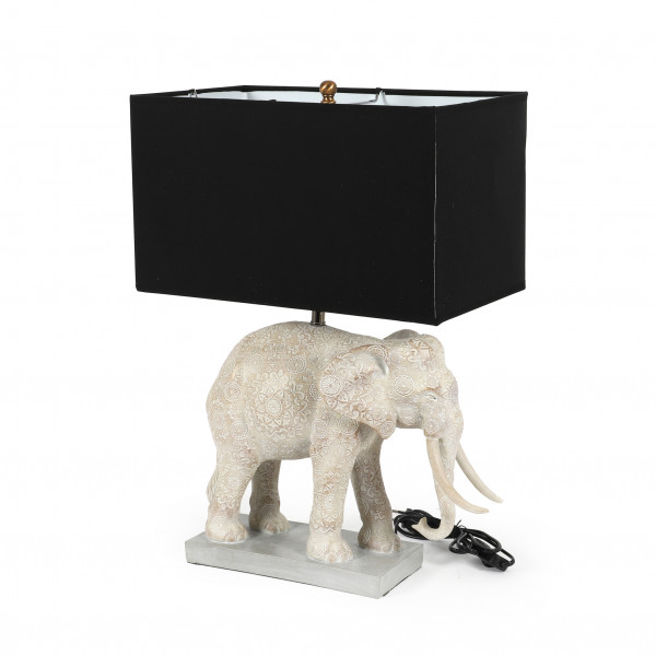Deko-Lampe Elephant creme/schwarz Lampenschirm in schwarz, 38x38xh.56cm