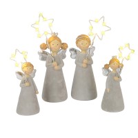 Poly Engel Duma ,grau beflockt mit LED Stern, 2xAAA Batterien Poly Engel Duma ,grau beflockt mit LED Stern, 2xAAA Batterien