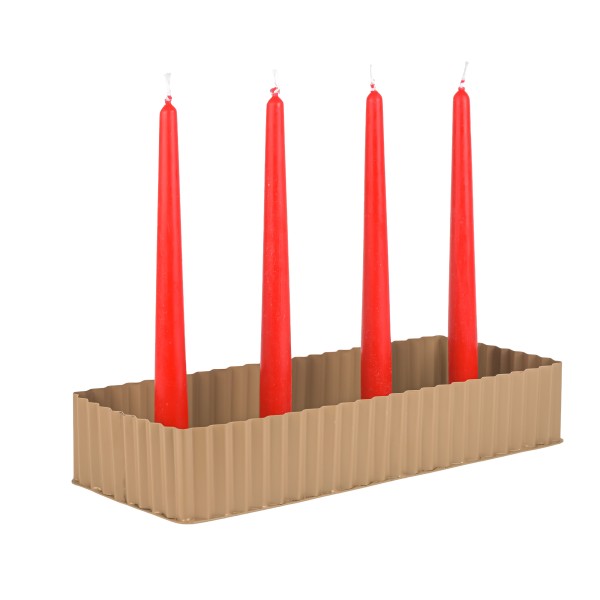 Kerzentray Gâteau taupe Metall für 4 Kerzen, 34 x 14 x 6 cm