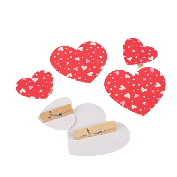 Geschenkanhänger Clip, Herz, rot Btl/24 St.sort.,7x6cm & 4.5x4 cm